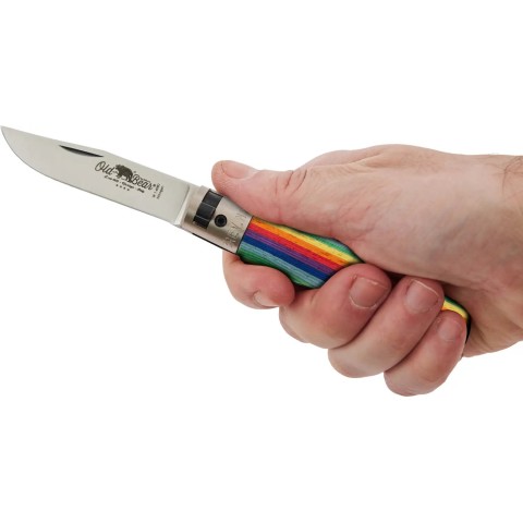 Нож Old Bear Rainbow S, W1.4060 steel, wood handle, rainbow