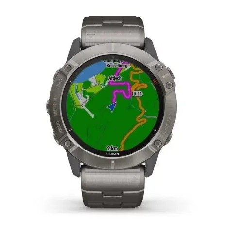 Смарт-годинник Garmin fenix 6X Pro Solar титановий сріблястий з титановим браслетом