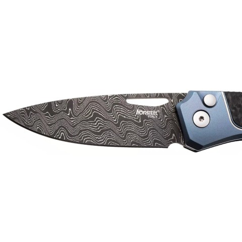 Нож Lionsteel Twain Damascus, Titanium / Carbon fiber blue