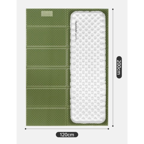 Килимок туристичний складаний двомісний IXPE Naturehike CNK2450WS044 з алюмінієвою плівкою, 200x120x1.8 см, оливковий