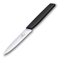 Нож кухонный Victorinox Swiss Modern Paring 10 см, серрейтор, чёрный