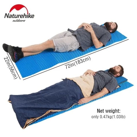 Килимок туристичний складаний одномісний IXPE Naturehike NH19QD008 з алюмінієвою плівкою, 185x56x1.8 см, жовтий для походів