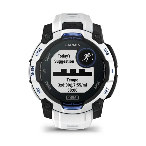 Смарт-годинник Garmin Instinct 3 (45 мм) Solar білий камінь/білий/синя блискавка