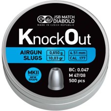 Пули пневм JSB KnockOut Slugs MK II, 4,51 мм 0.650 гр, 500 шт/уп