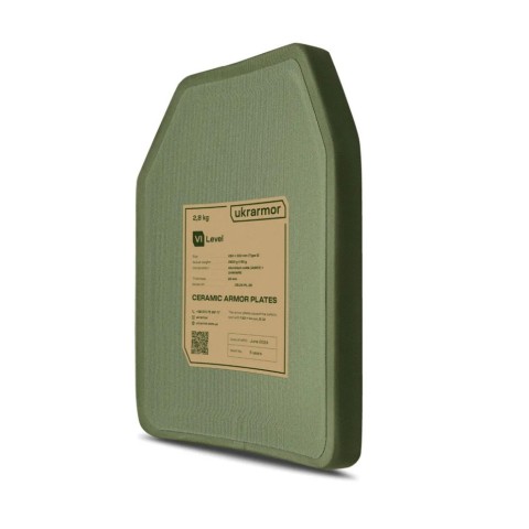 Комплект бронеплит керамічних Ukrarmor 6 клас, 5,6 кг, M, Олива комплект