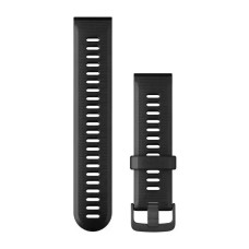 Сменные ремешки для смарт-часов Garmin Forerunner (22 мм) силиконовые, черные с фурнитурой грифельного цвета