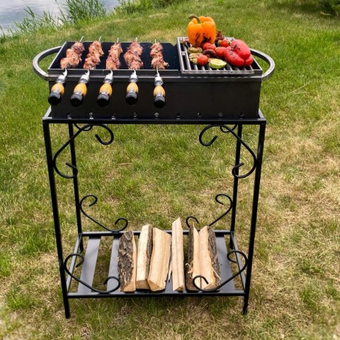 Мангал із дровницею на 9 шампурів 4мм