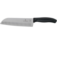 Ніж кухонний Victorinox SwissClassic Santoku Fluted, 17 см, чорний, подар. кор.