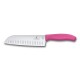 Нож кухонный Victorinox SwissClassic Santoku Fluted 17 cм, розовый, блистер