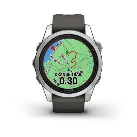 Смарт-часы Garmin fenix 7S Pro Solar Edition серебристые с ремешком графитового цвета