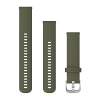 Швидкозмінні ремінці Garmin силіконові (20 мм) мохового кольору зі сріблястою фурнітурою