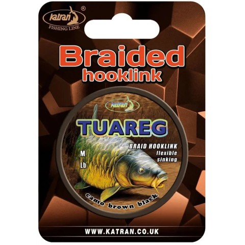 Поводковый материал Katran Braided Hook Links Tuareg 20m 25lb Camo Brown Black