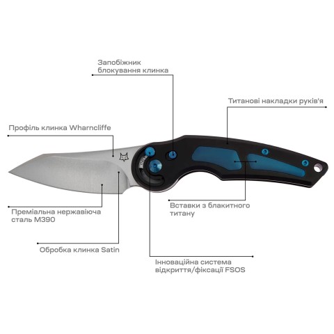 Нож Fox Jupiter Titanium ц:blue/black