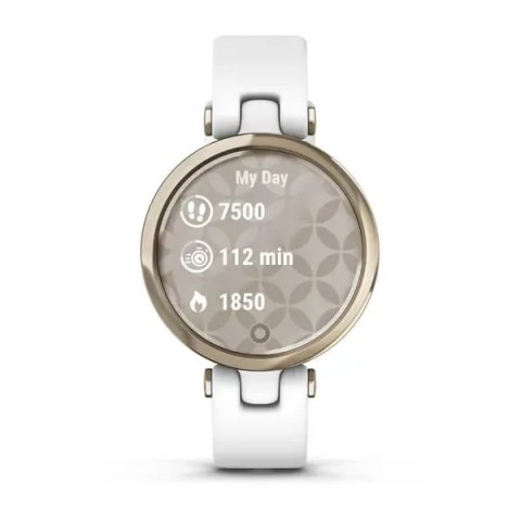 Смарт-часы Garmin Lily Sport с кремово-золотистым безелем, белым корпусом и силиконовым ремешком