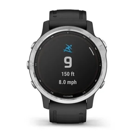 Смарт-часы Garmin fenix 6S Solar серебристые с черным ремешком
