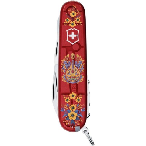 Ніж Victorinox Climber Ukraine 91мм,14функ,черв прозор ,Українські мотиви