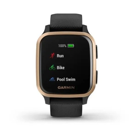 Смарт-годинник Garmin Venu Sq Music Edition чорний з рожево-золотистим безелем