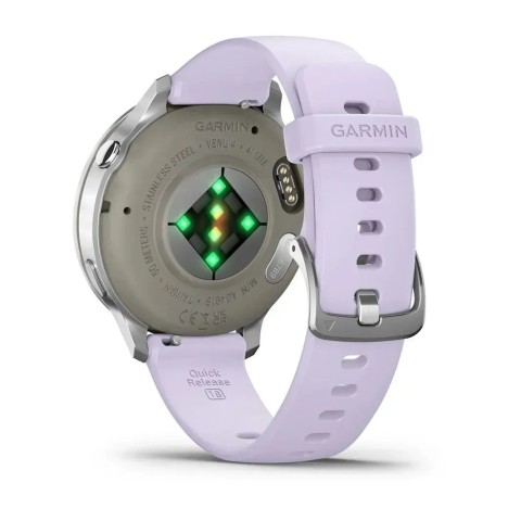 Смарт-часы Garmin Venu 4 (41 мм) серебристый с силиконовым ремешком барвинкового цвета