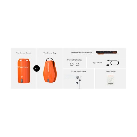 Душ портативний із ємністю та насосом Flextail Tiny Shower Bag, 20л, помаранчевий