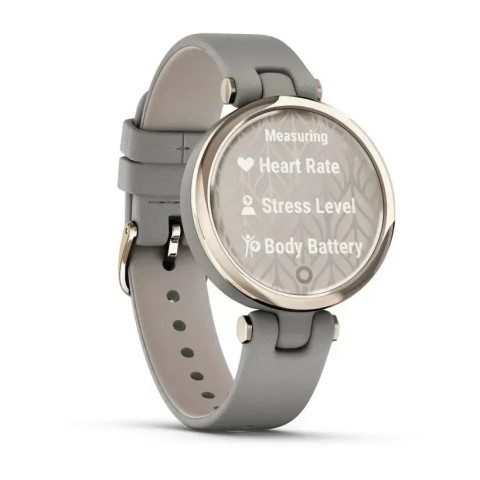 Смарт-часы Garmin Lily Classic с кремово-золотистым безелем, серым корпусом и итальянским кожаным ремешком