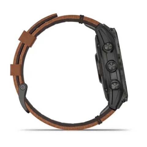 Смарт-годинник Garmin epix Gen 2 Sapphire чорний титановий з каштановим шкіряним ремінцем
