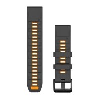 Ремінці для годинника Garmin QuickFit 22 силіконові графітові/яскраво-оранжеві