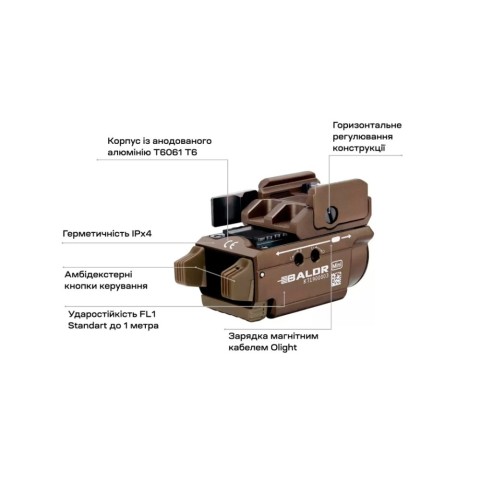 Ліхтар з ЛЦВ Olight Baldr Mini Green Laser Desert Tan