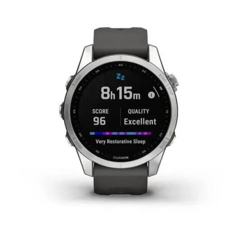 Смарт-часы Garmin fenix 7S серебристые с ремешком графитового цвета