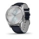 Смарт-часы Garmin vivomove Luxe с серебристым корпусом и темно-синим ремешком