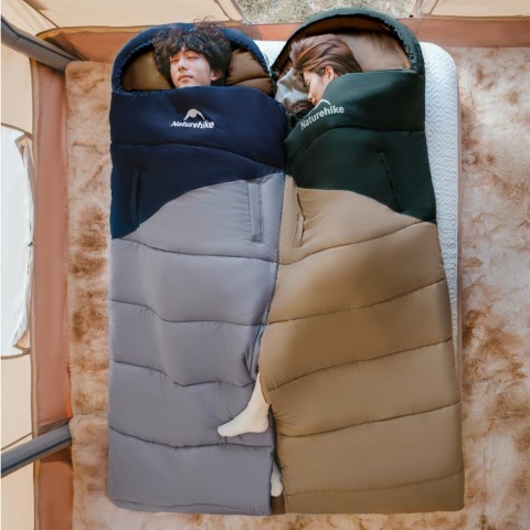 Спальник з капюшоном Naturehike Sunny Day PL02 U250 CNK2550WS028, (8,5°C), лівий, блакитно-синій