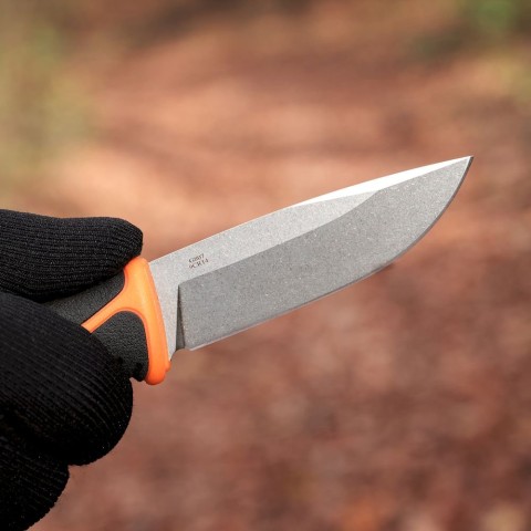 Ніж фіксований туристичний Ganzo G807 (8.8 см) 9CR14 / PP+TPR помаранчевий з чохлом
