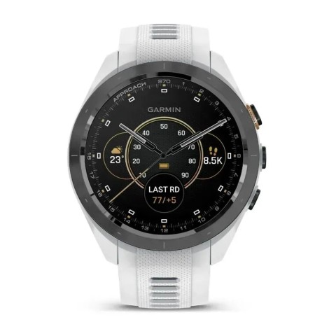 Смарт-годинник Garmin Approach S70 (42 мм) з чорним керамічним безелем та білим ремінцем