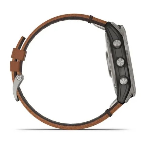 Смарт-годинник Garmin fenix 7X Sapphire Solar титановий з каштановим шкіряним ремінцем