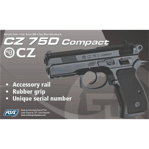 Пистолет страйкбольный ASG CZ 75D Compact Green Gas кал. 6 мм