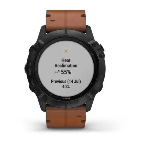 Смарт-часы Garmin fenix 6X Sapphire Edition черные DLC с каштановыми кожаным ремешком