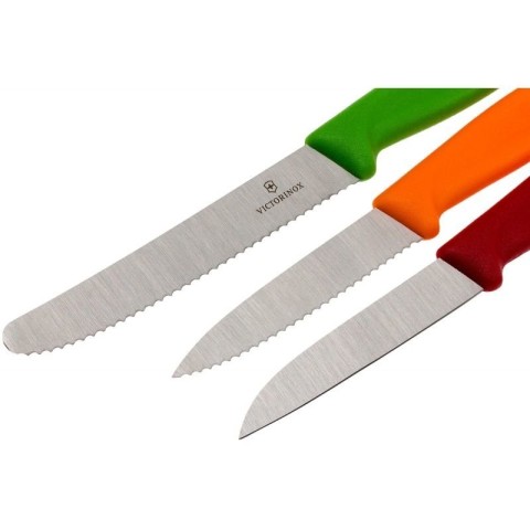 Набір кухонний Victorinox SwissClassic Paring Set 3 ножа з черв,помар,зел. ручкою (8,8,11см) у подар.упак.