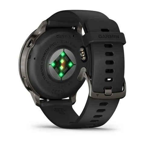 Смарт-годинник Garmin Venu 4 (45 мм) сланцевий з чорним силіконовим ремінцем