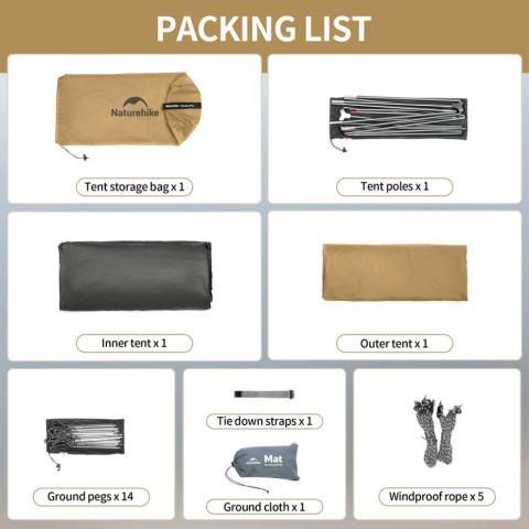 Намет надлегкий двомісний Naturehike Cloud Up Pro CNK2350WS020, коричневий