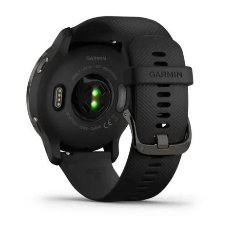 Смарт-часы Garmin Venu 2 черные с черным безелем и кожаным ремешком