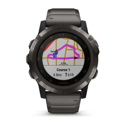 Смарт-годинник Garmin fenix 5X Plus Sapphire сірий титановий DLC з титановим ремінцем