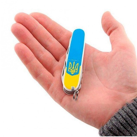 CLIMBER UKRAINE  91мм/14функ/бел /штоп/ножн/крюк /желт-голуб. с Гербом/голуб.