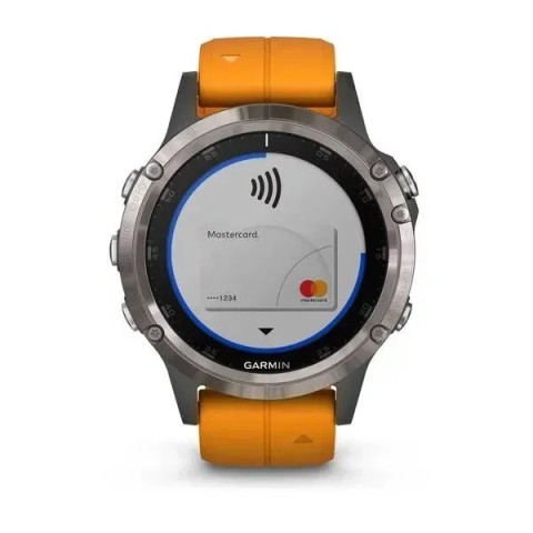 Смарт-годинник Garmin fenix 5 Plus Sapphire титановий з помаранчевим ремінцем