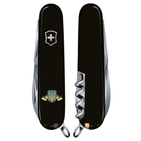 HUNTSMAN UKRAINE  91мм/15функ/черн /штоп/ножн/пила/крюк /Герб Украины с лентой