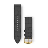 Быстросменные ремешки Garmin из итальянской кожи (20 мм) черные с тиснением и золотистой фурнитурой