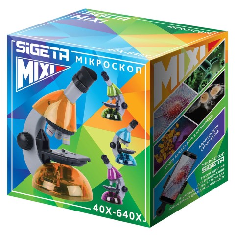 Мікроскоп SIGETA MIXI 40x-640x BLUE (з адаптером для смартфона)