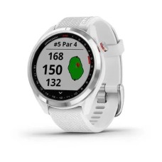 Смарт-часы Garmin Approach S42 полированное серебро с белым ремешком