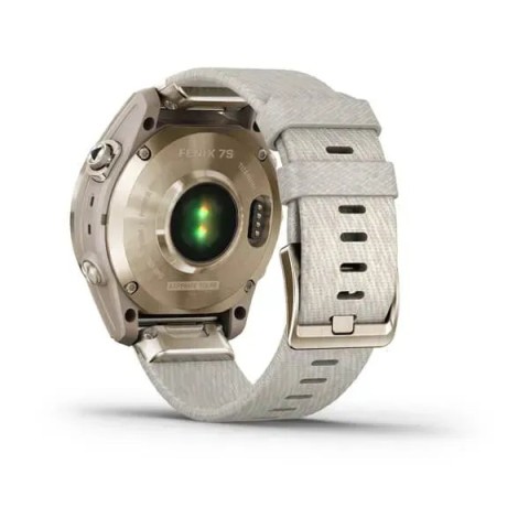 Смарт-часы Garmin fenix 7S Sapphire Solar кремово-золотистые титановые с нейлоновым ремешком кремового цвета
