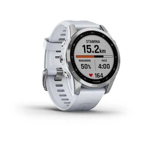 Смарт-годинник Garmin fenix 7S сріблястий з ремінцем кольору білого каменю