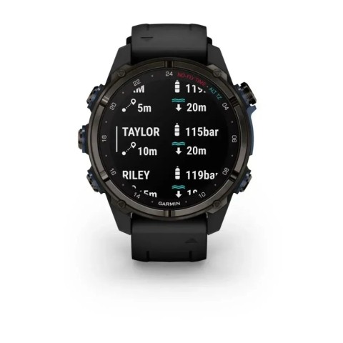 Смарт-годинник Garmin Descent Mk3i (43 мм) карбоново-сірий DLC титановий з чорним силіконовим ремінцем