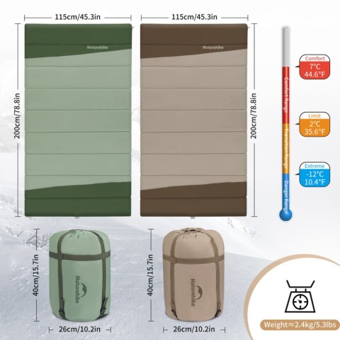 Спальний мішок двомісний Naturehike CNK2300019, коричневий
